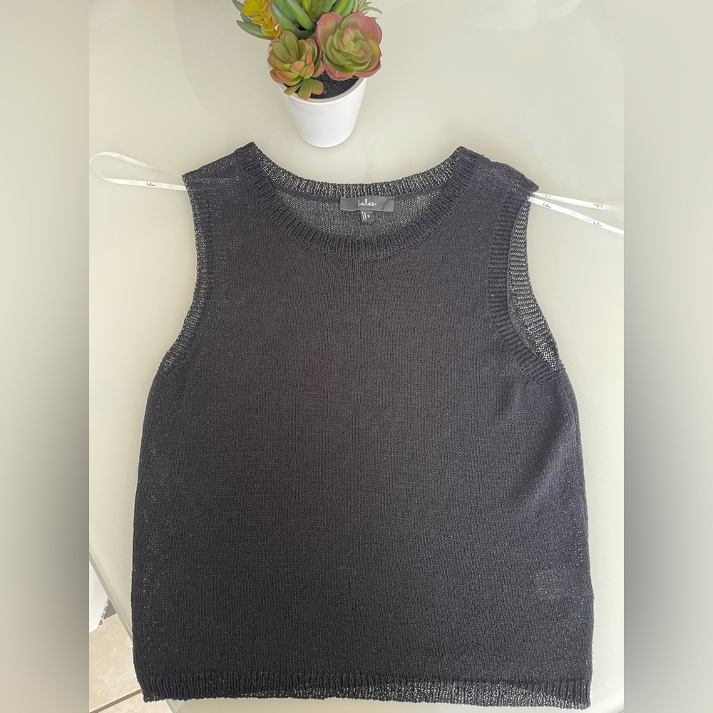 Lulus Black Knit Sleeveless Top Size S Minimal Chic. - Picture 7 of 8